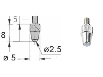 Náhradní dotek k úchylkoměru keramický, pr. 2mm, M2,5mm
