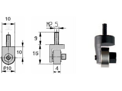 Náhradní dotek k úchylkoměru s kolečkem 10x4mm, M2,5mm